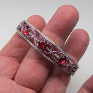 $200 Pink Red White CZ setting Fashion Bangle Handcrafted Art Piece